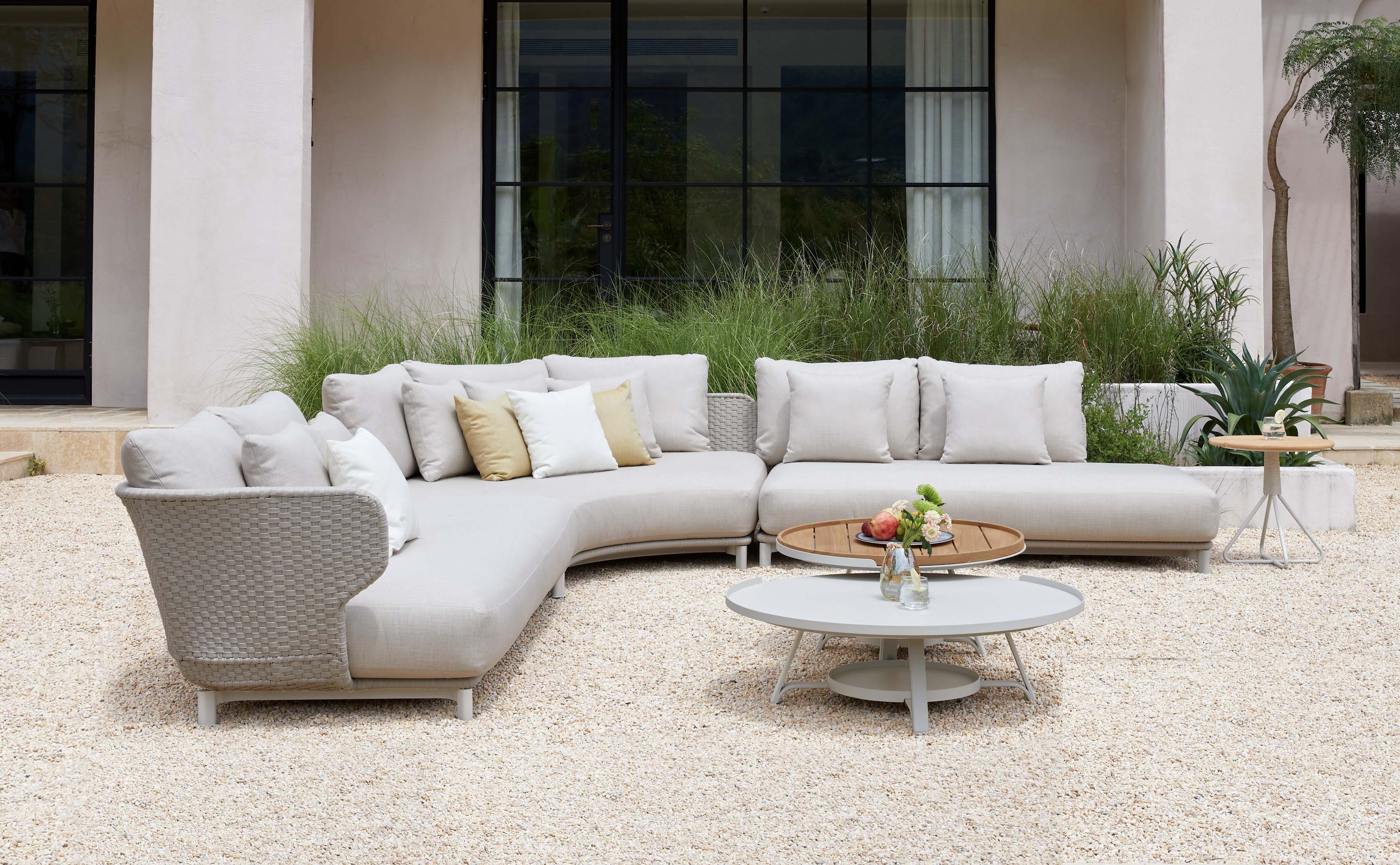 Salon de jardin d'angle en aluminium et corde tressée - CHARLY