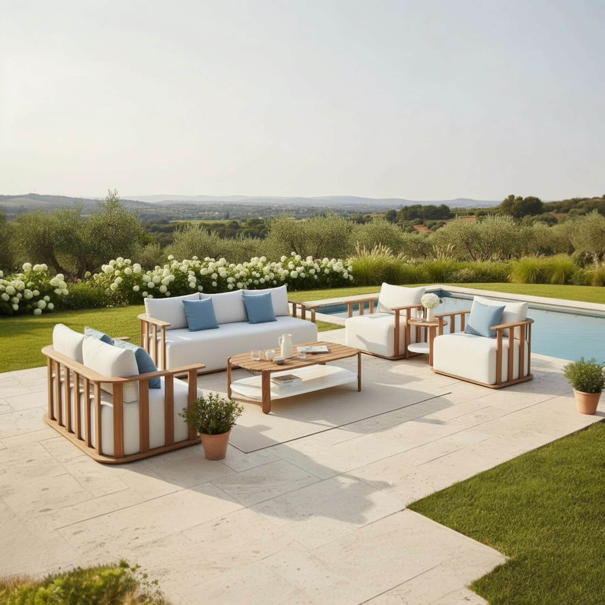 Grand salon de jardin haut de gamme en teck massif 7 places - ROMA XL