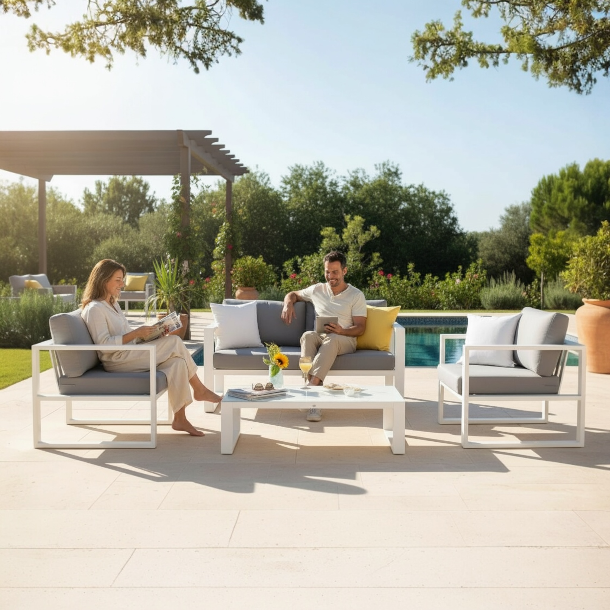 Ensemble salon de jardin extérieur moderne aluminium - JELLY MINI