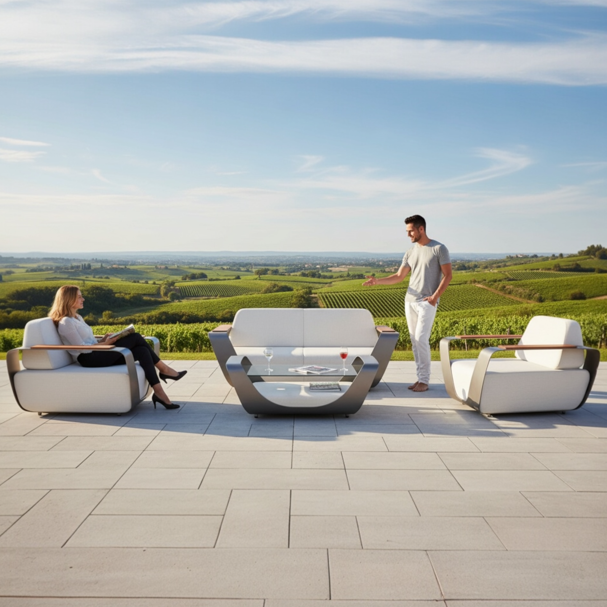 Salon bas de jardin Onda 4 place design de luxe