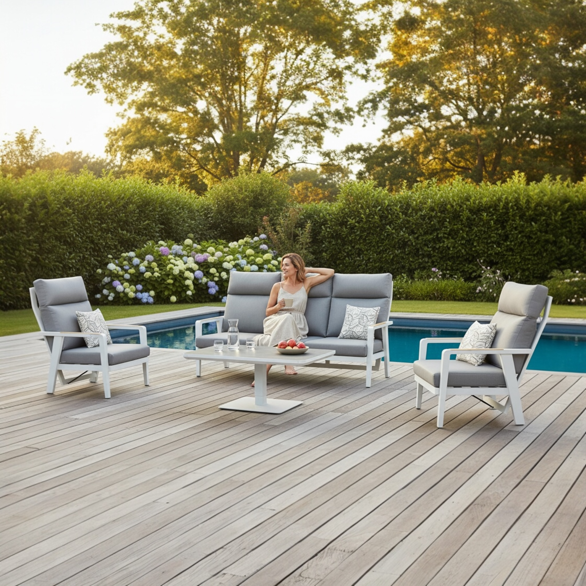 Canapé de jardin avec dossier haut confortable Marius