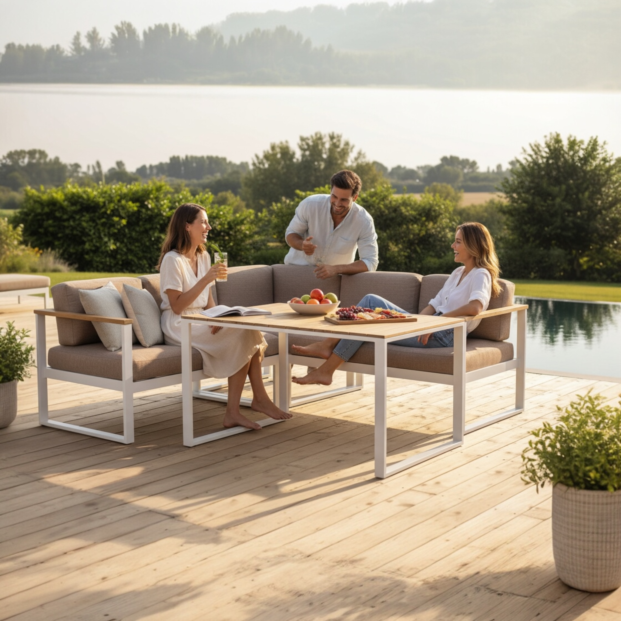 Ensemble Salon de jardin en alu 5 place Kimy