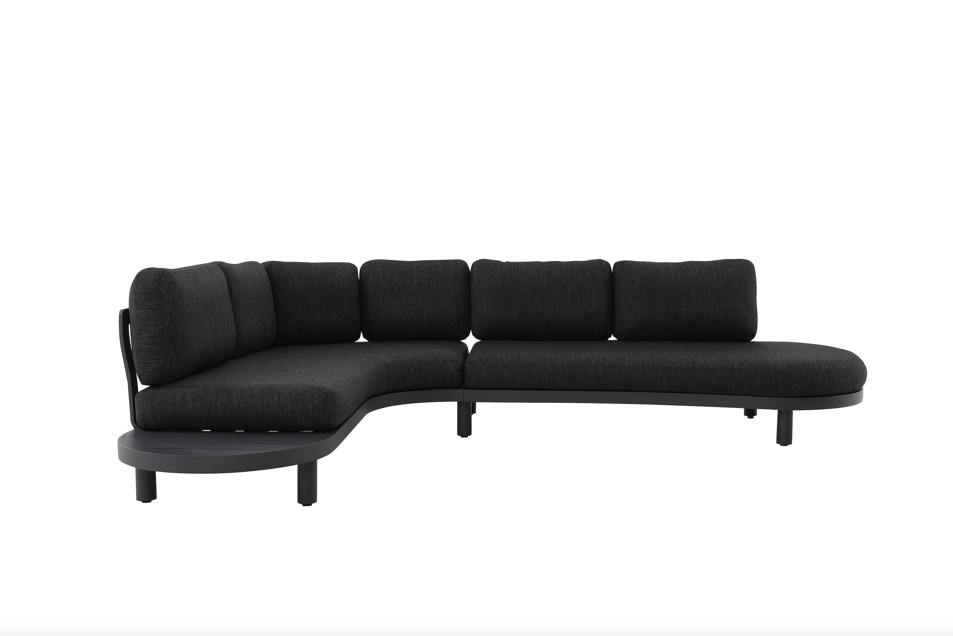 Salon d'angle de jardin en aluminium gris 4/5 place Alba noir