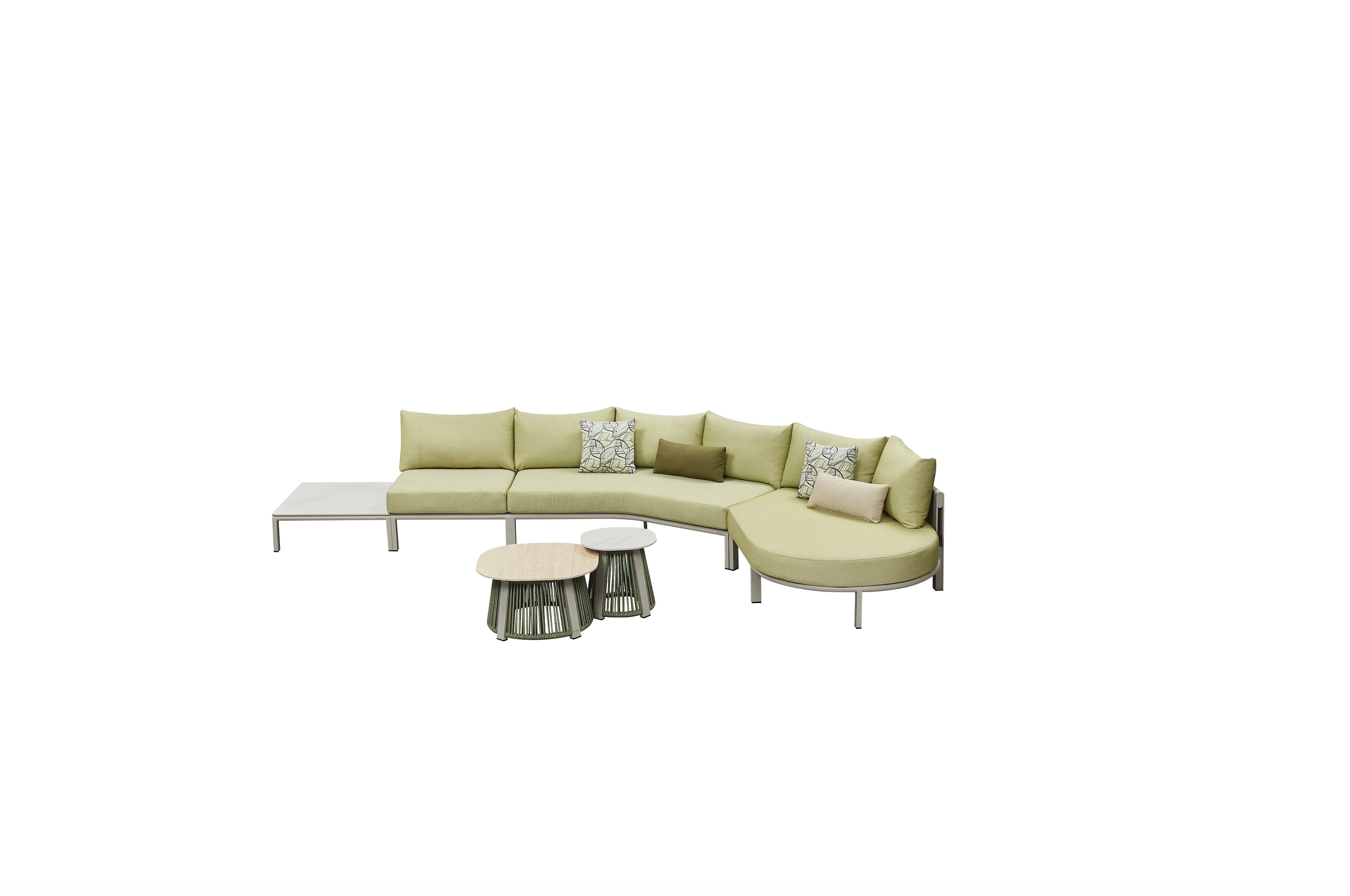 Canapé de jardin en corde tressée et aluminium MILAN VERT