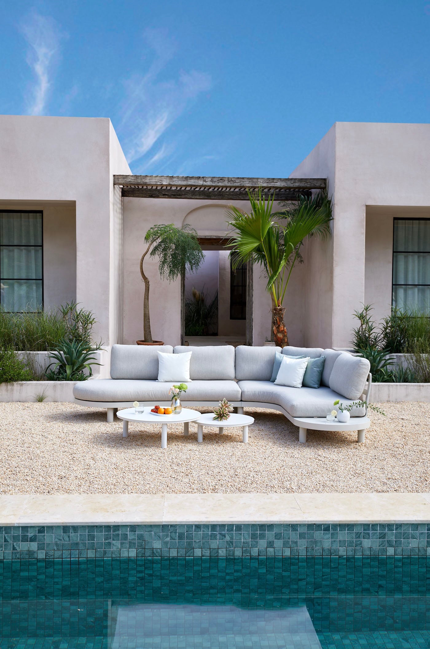 Salon de jardin haut de gamme d'angle en aluminium - ALBA