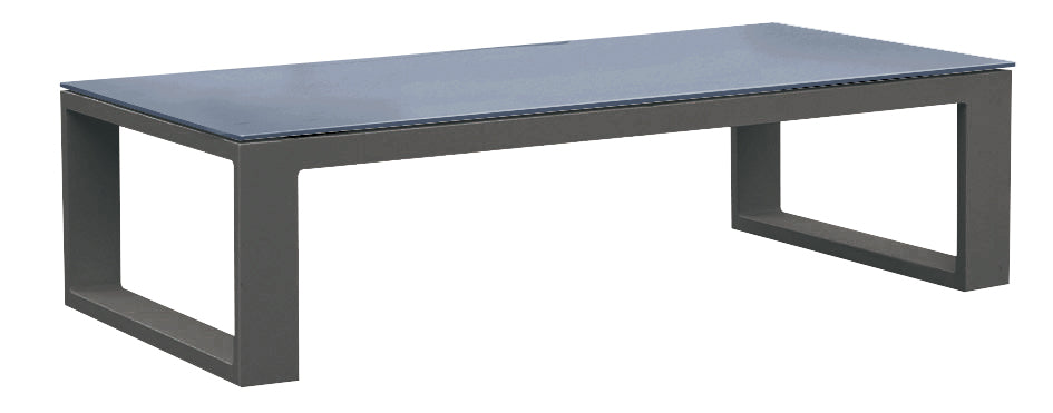 Table basse modulable en aluminium noir mat, design élégant et durable, idéal pour jardin extérieur luxe, style.