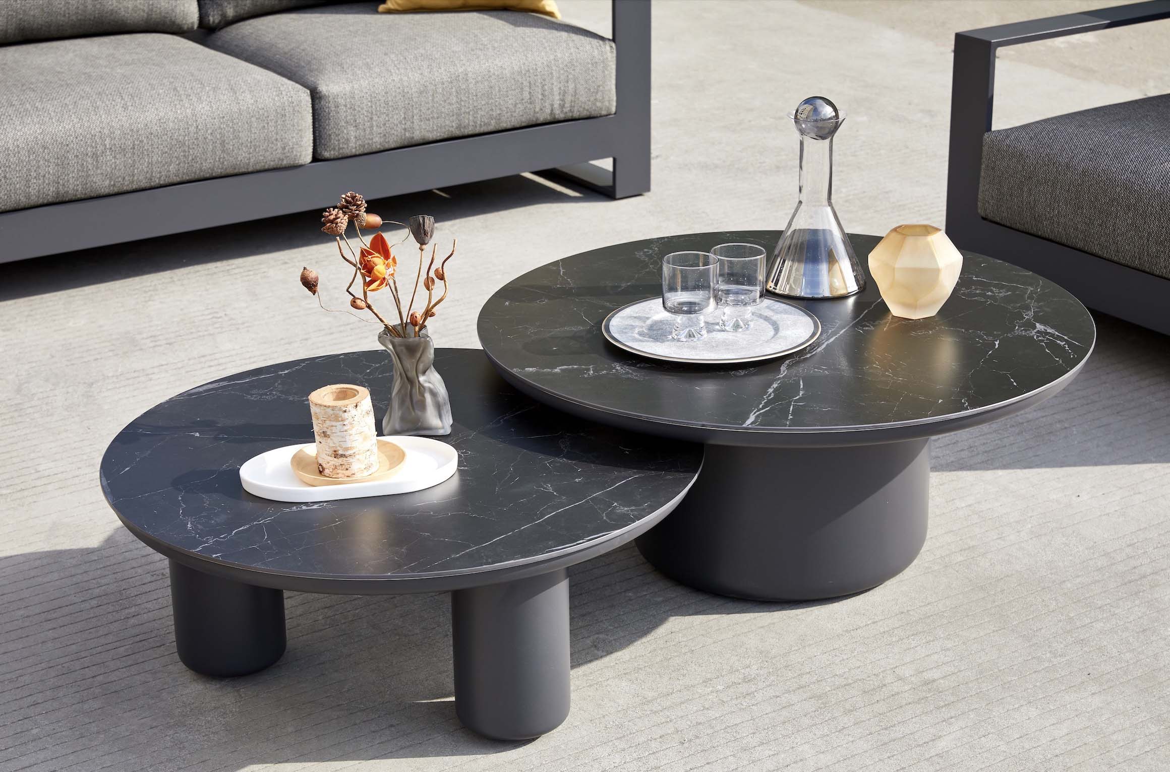 Salon canapé de jardin design aluminium haut de gamme - IRIS BIS NOIR