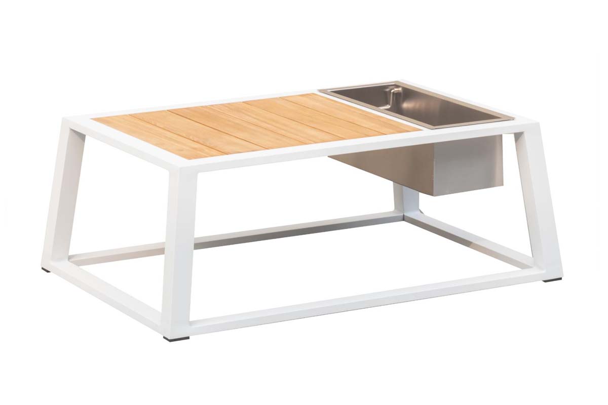 Salon de jardin haut de gamme aluminium et teck 5 places - YORK