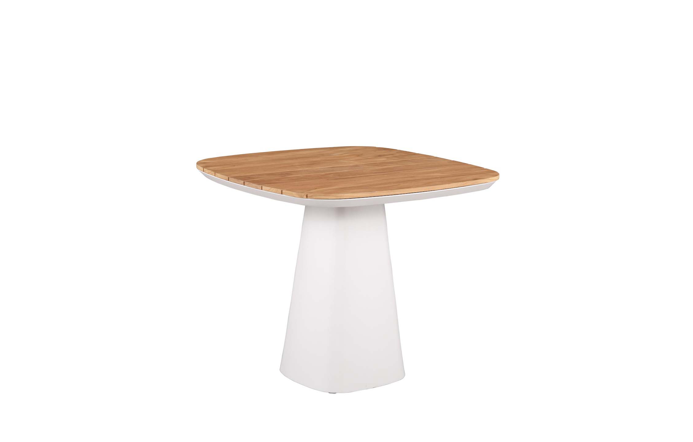 Table repas carré haut de gamme en aluminium - avec plateau teck - MILO