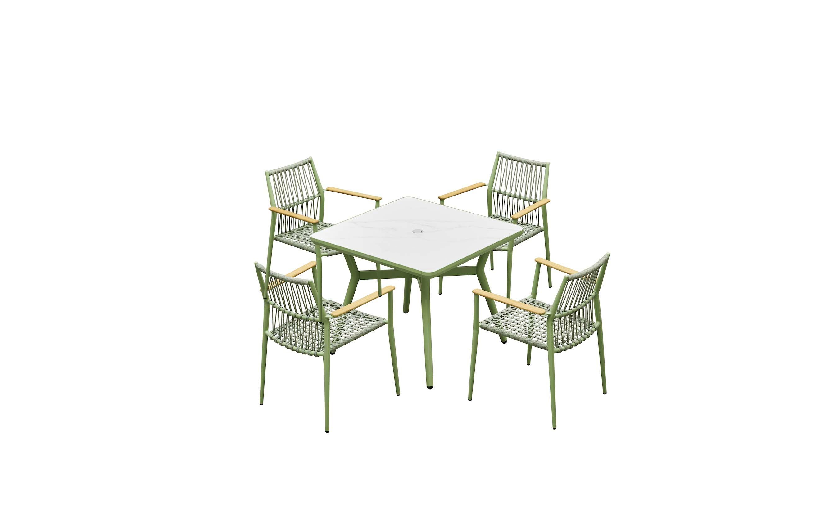 Table de terrasse carrée en aluminium vert L90 - SARRAN