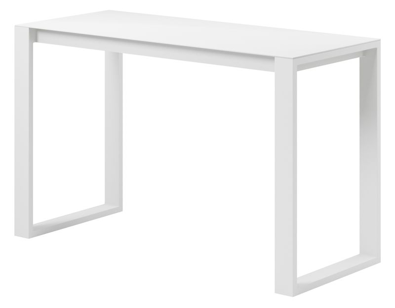 Table bar de jardin rectangulaire en aluminium haut de gamme blanc, design épuré, finition luxe, idéale pour 6 personnes.