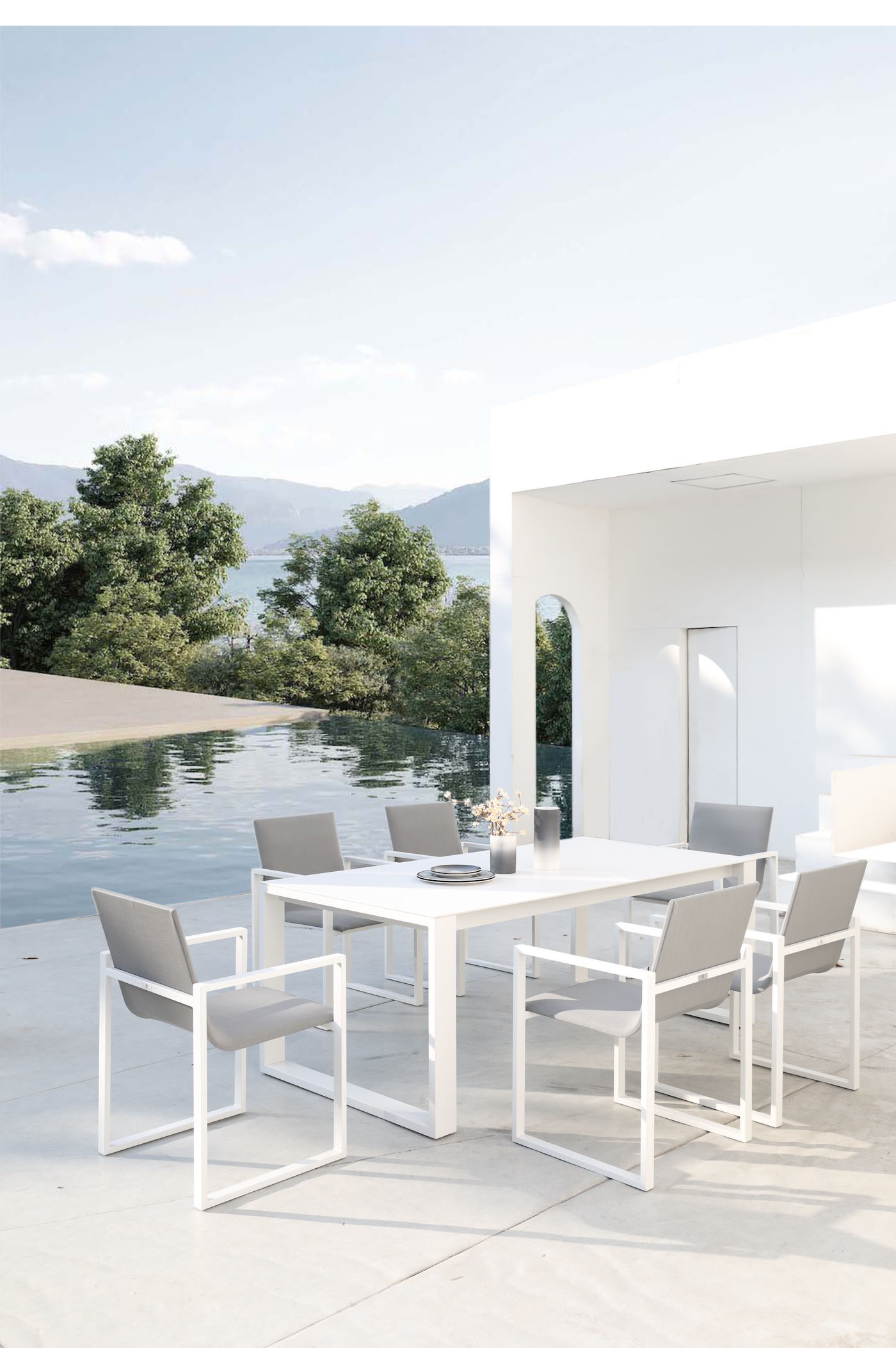 Table de jardin en aluminium - COMO avec plateau en céramique 200/240CM