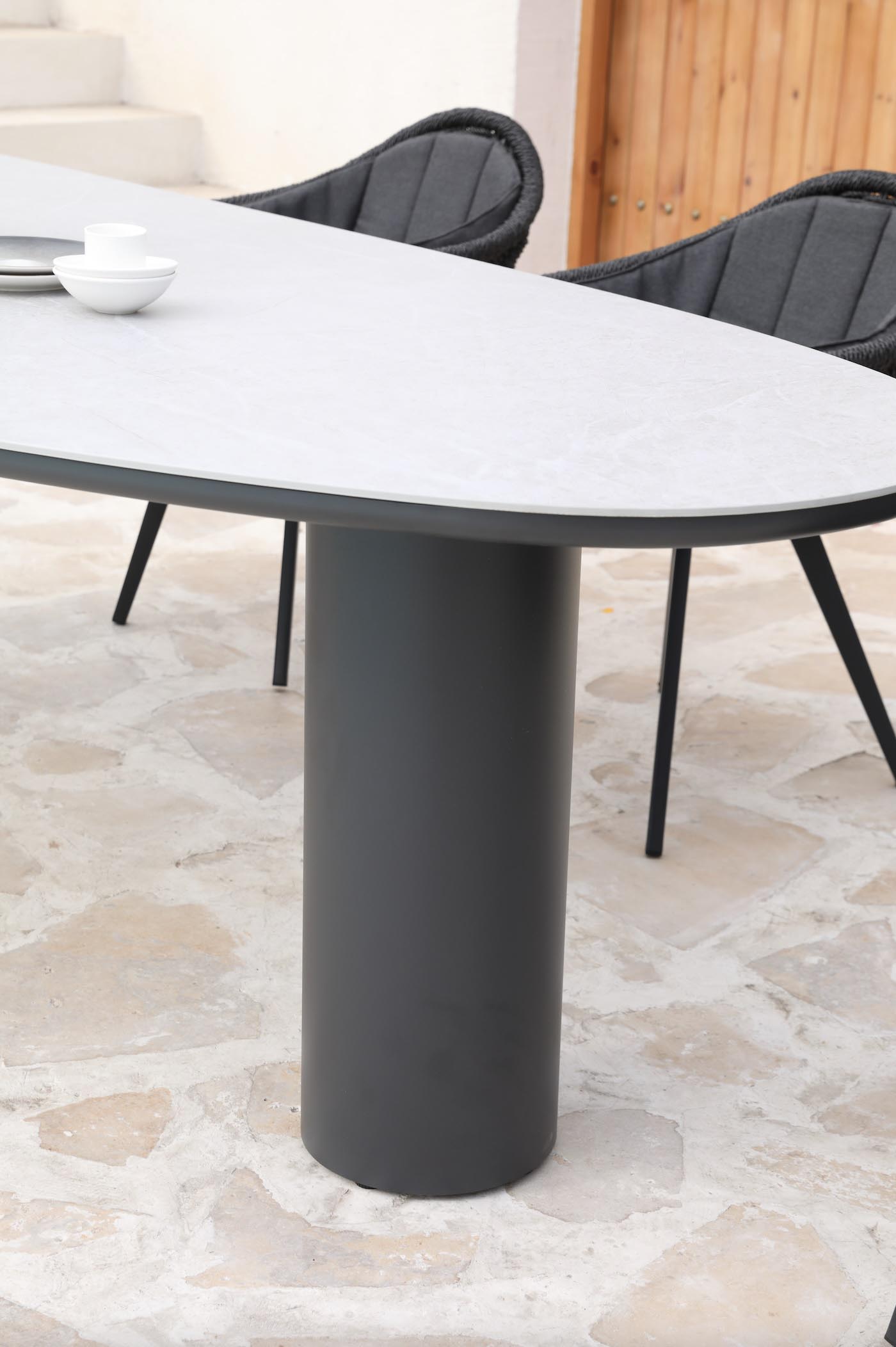 Table repas extérieur haut de gamme en aluminium - avec plateau en céramique - AMBRE