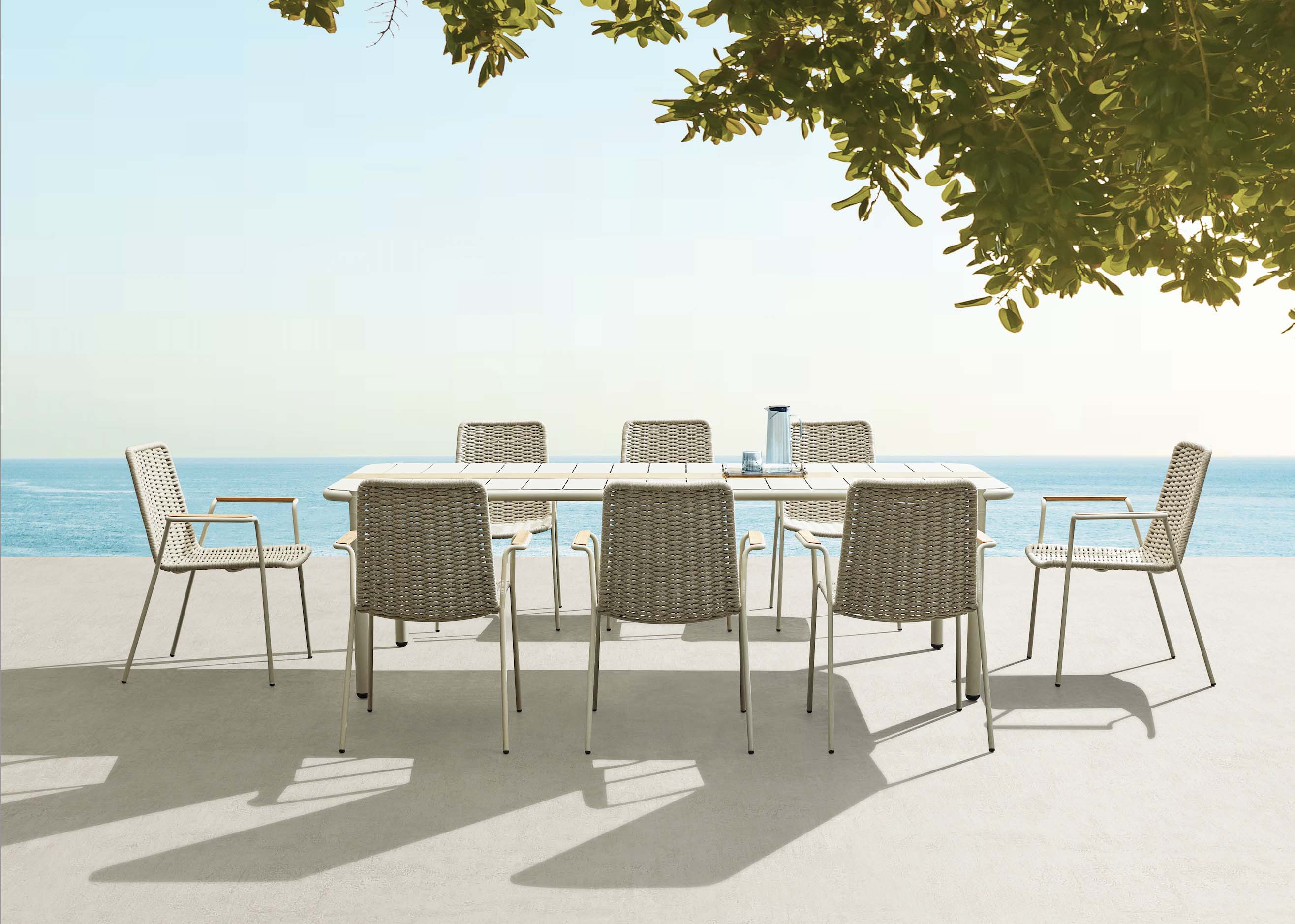 Chaise de terrasse en aluminium et en corde beige (lot de 4) - SARRAN