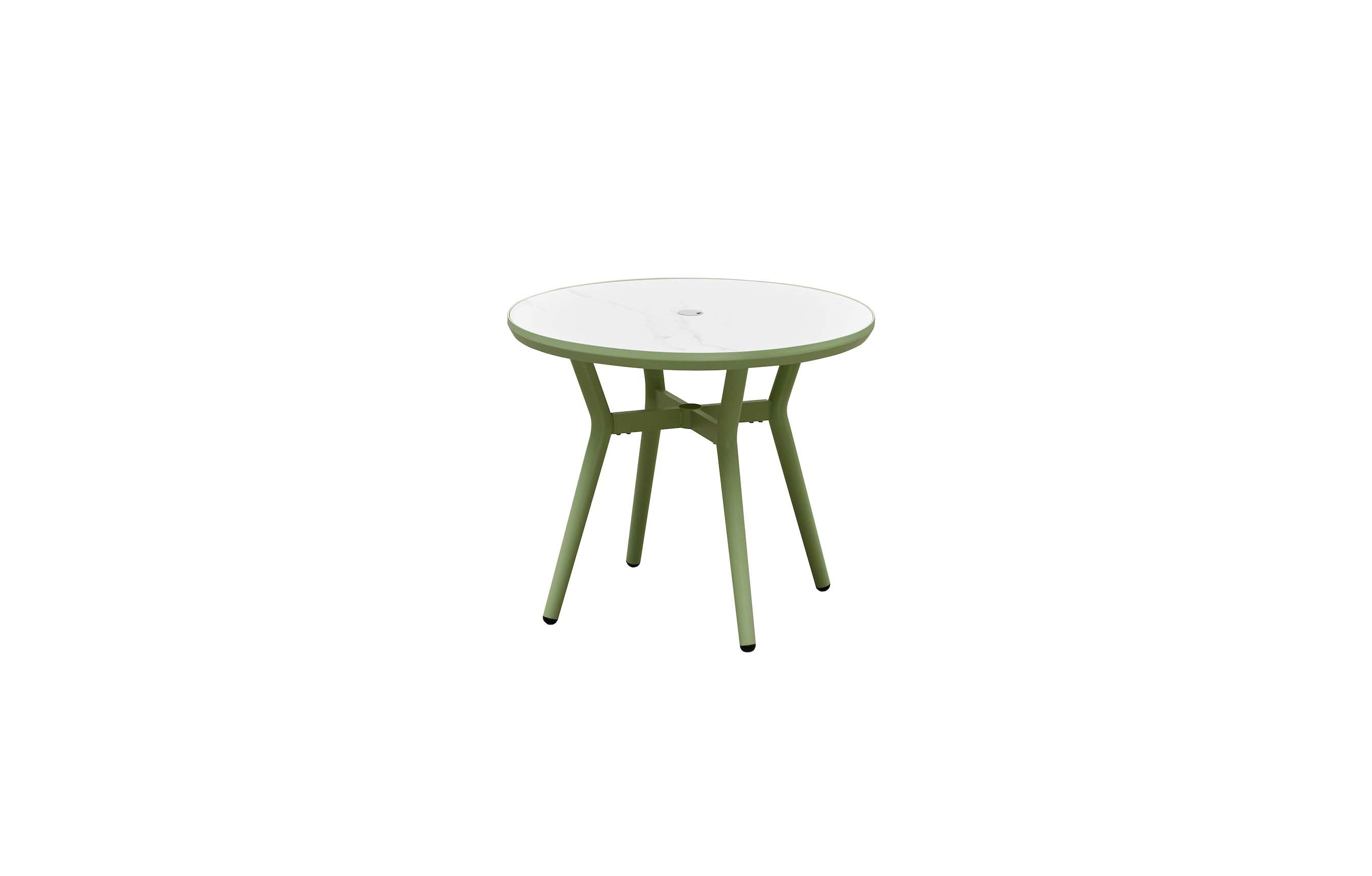 Table de restaurant ronde en aluminium vert D90 - SARRAN