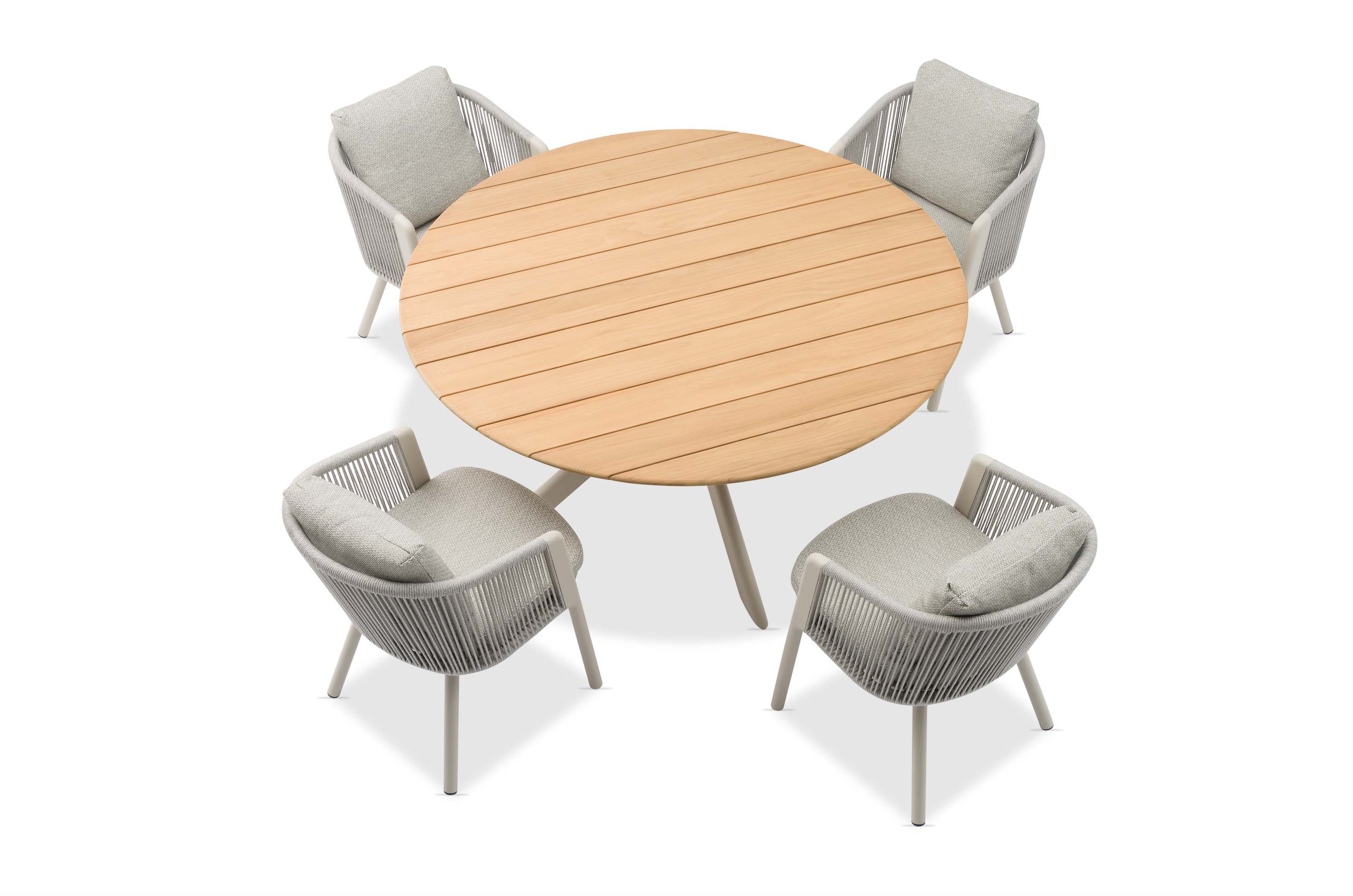 Table de jardin ronde avec plateau teck - RIVIERA