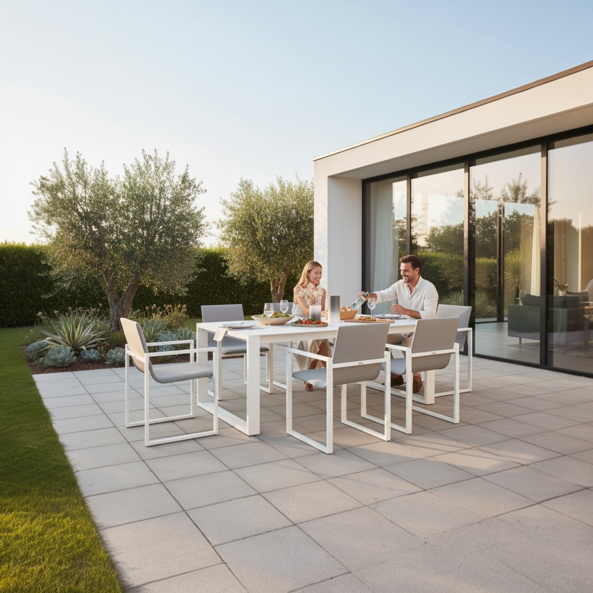 Table de jardin en aluminium - COMO avec plateau en céramique 200/240CM