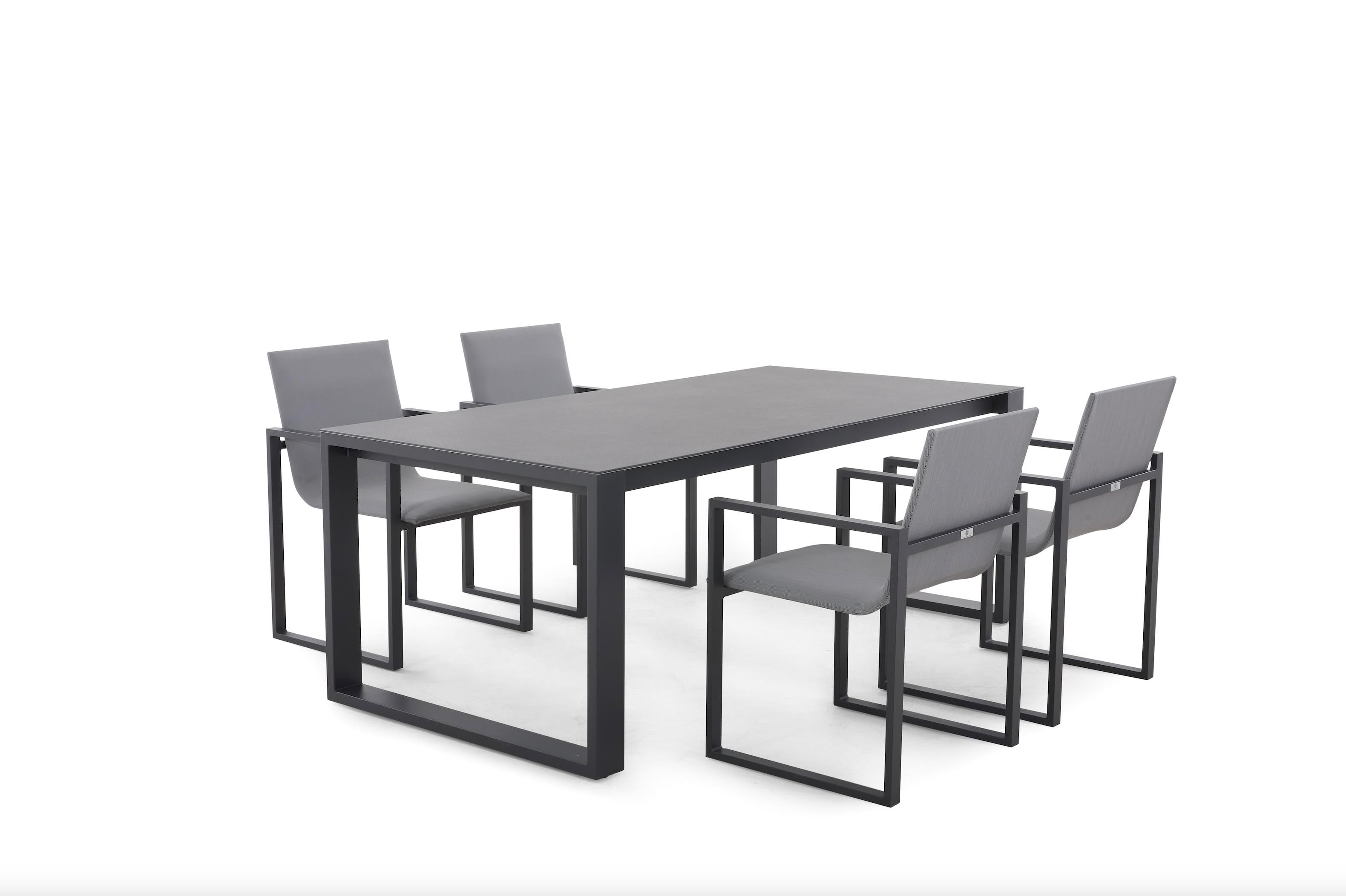 Table de jardin en aluminium - COMO noir avec plateau en céramique 200/240CM