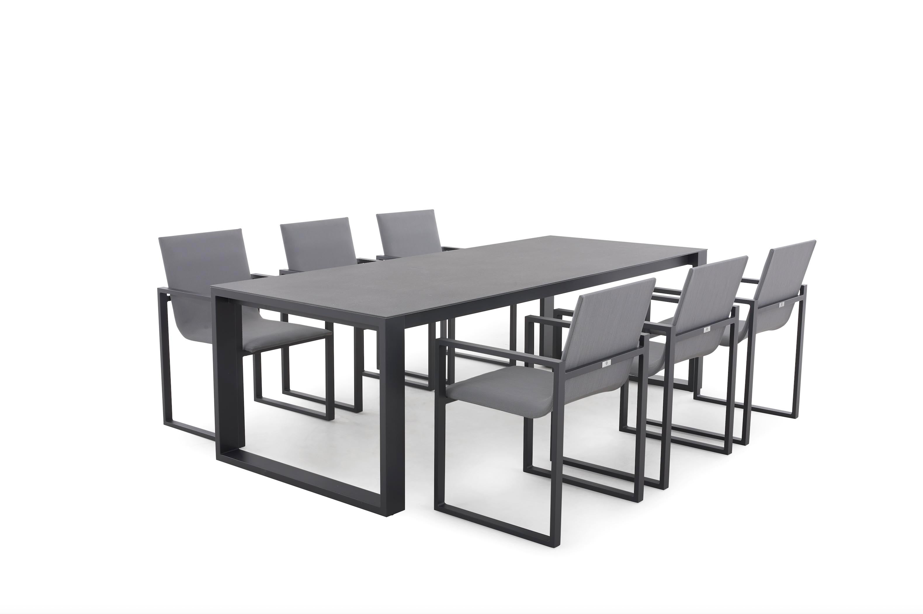 Table de jardin en aluminium - COMO noir avec plateau en céramique 200/240CM