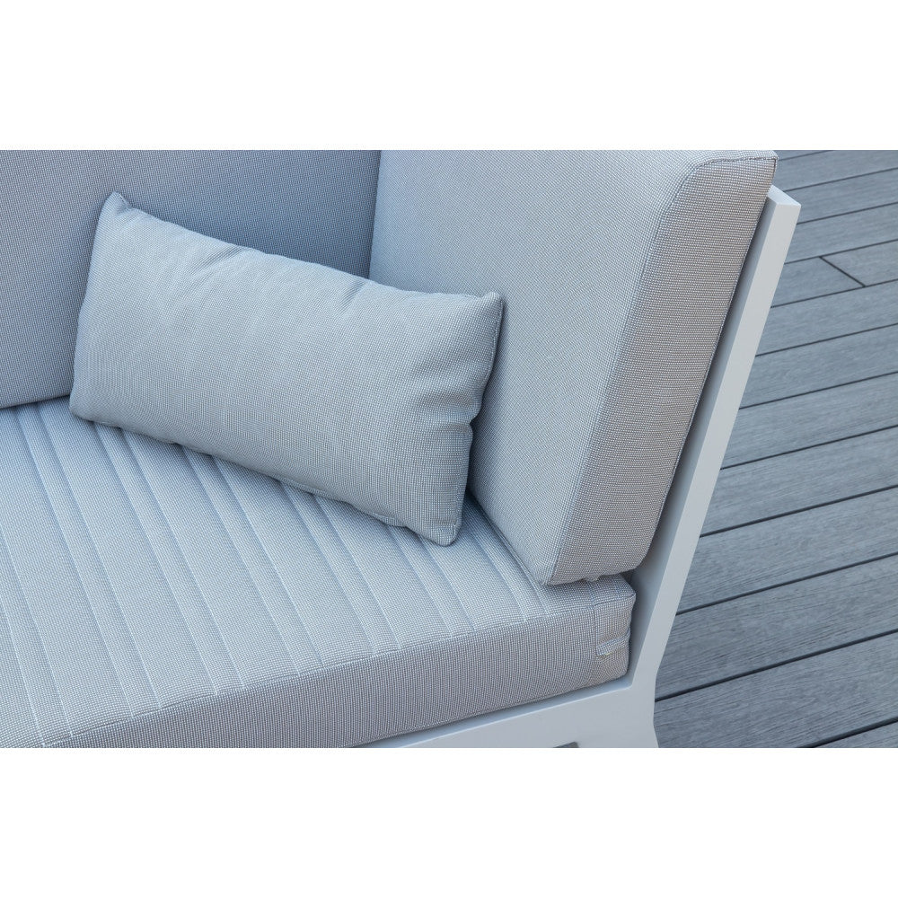 Salon de jardin d'angle en aluminium et en teck - LOVY COSY BLANC