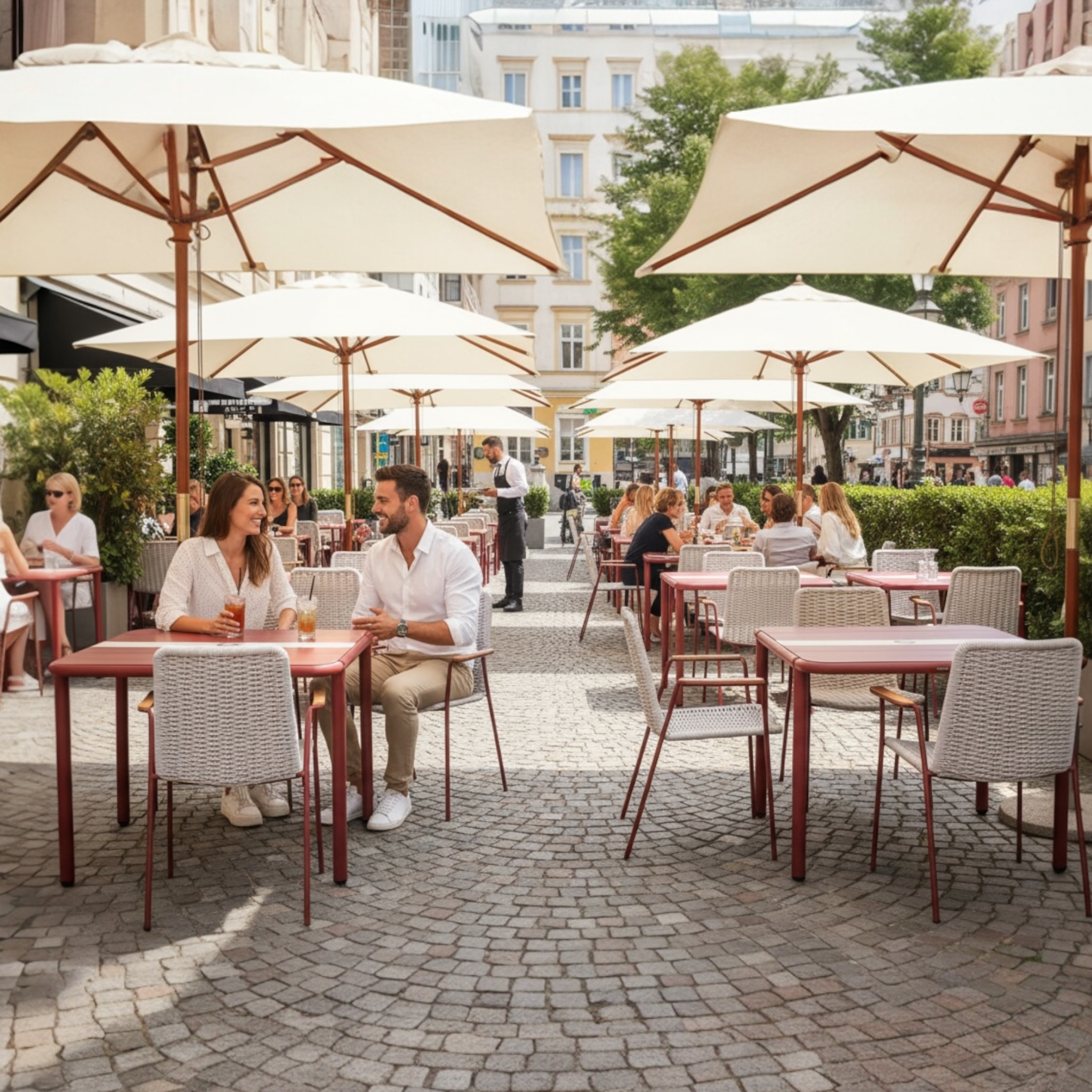 Table de terrasse Bistrot 4 places en aluminium design