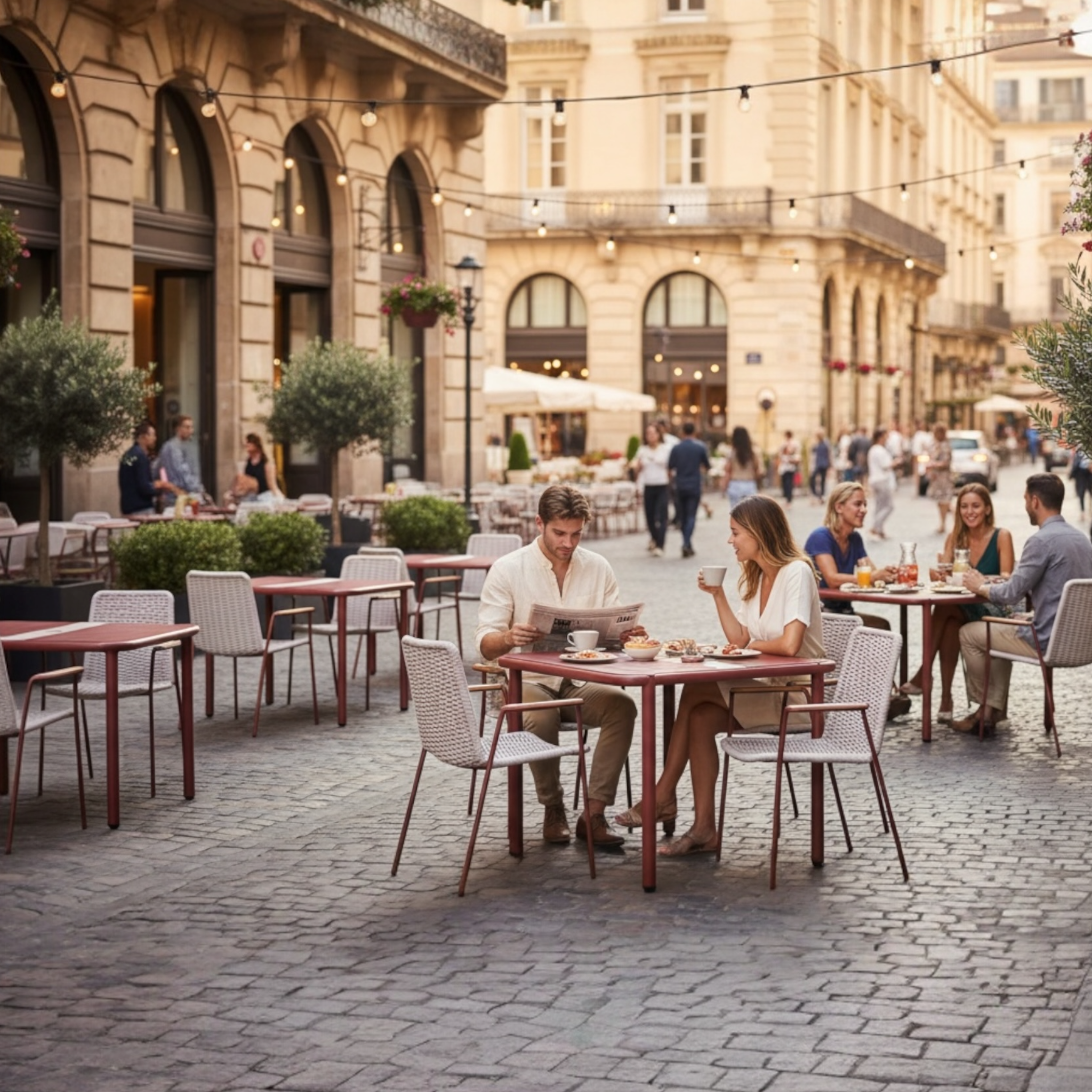 Table carrée 4 place Bistrot en aluminium design Sarran