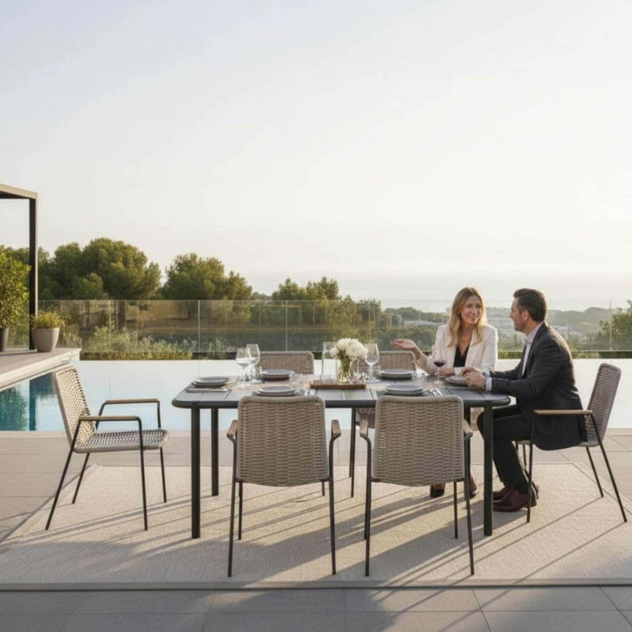 Table extérieur design Bistrot 6 place noir Sarran