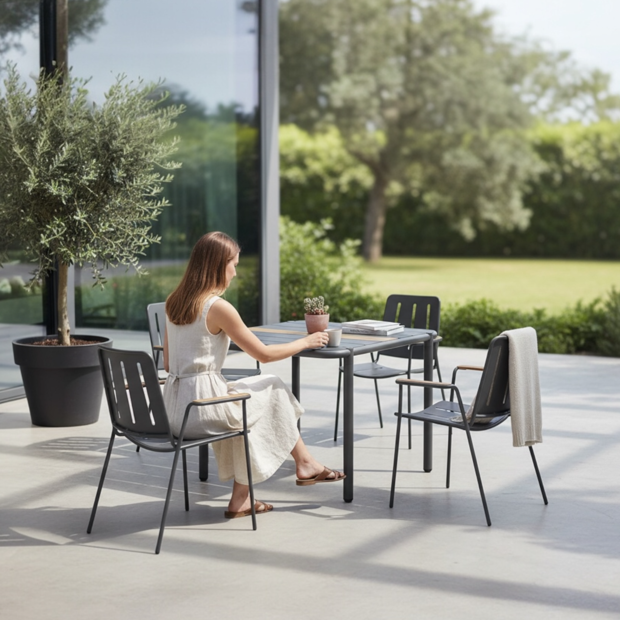 Table repas de jardin 4 place Bistro Sarran noir