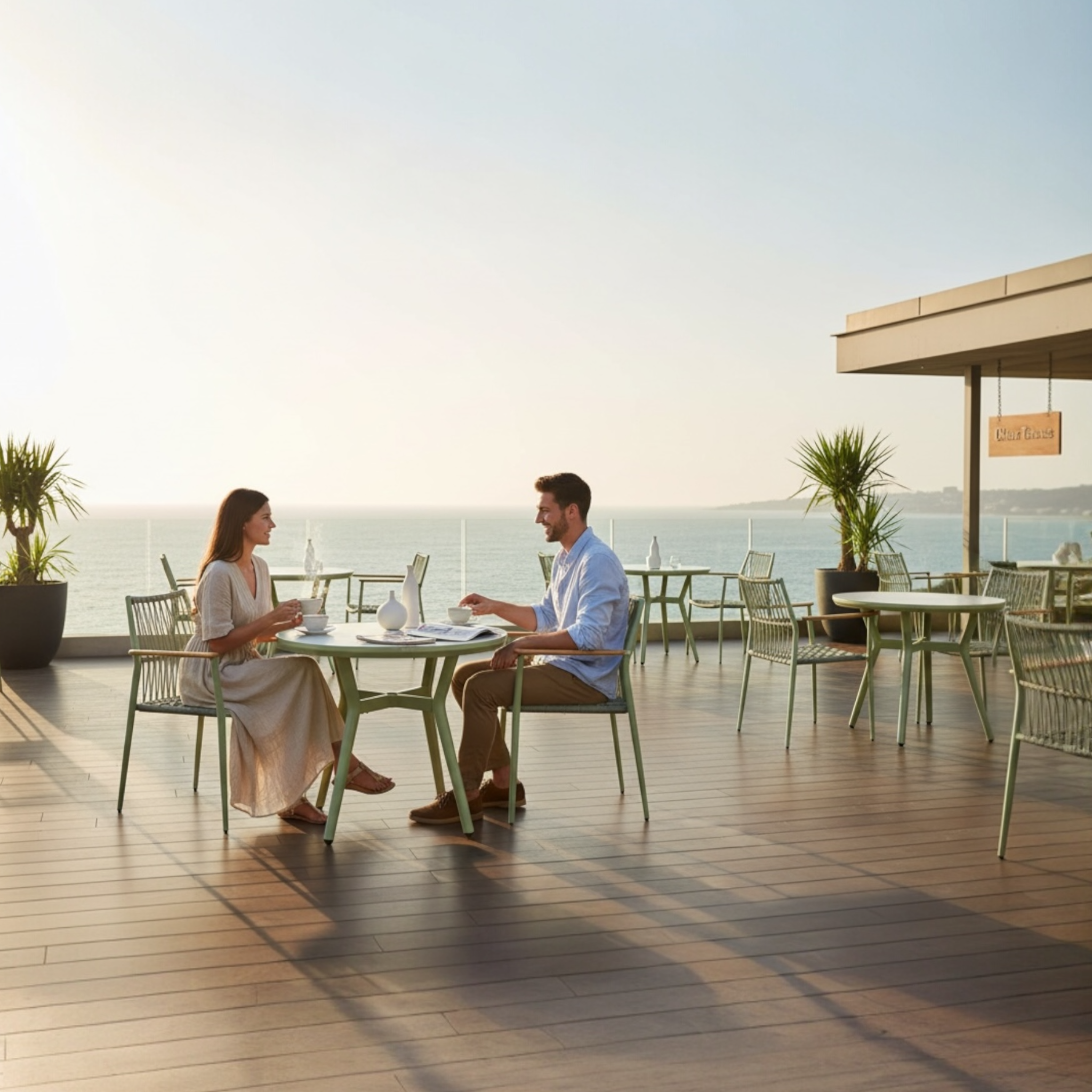 Table de jardin ronde 90cm 4 personne Sarran