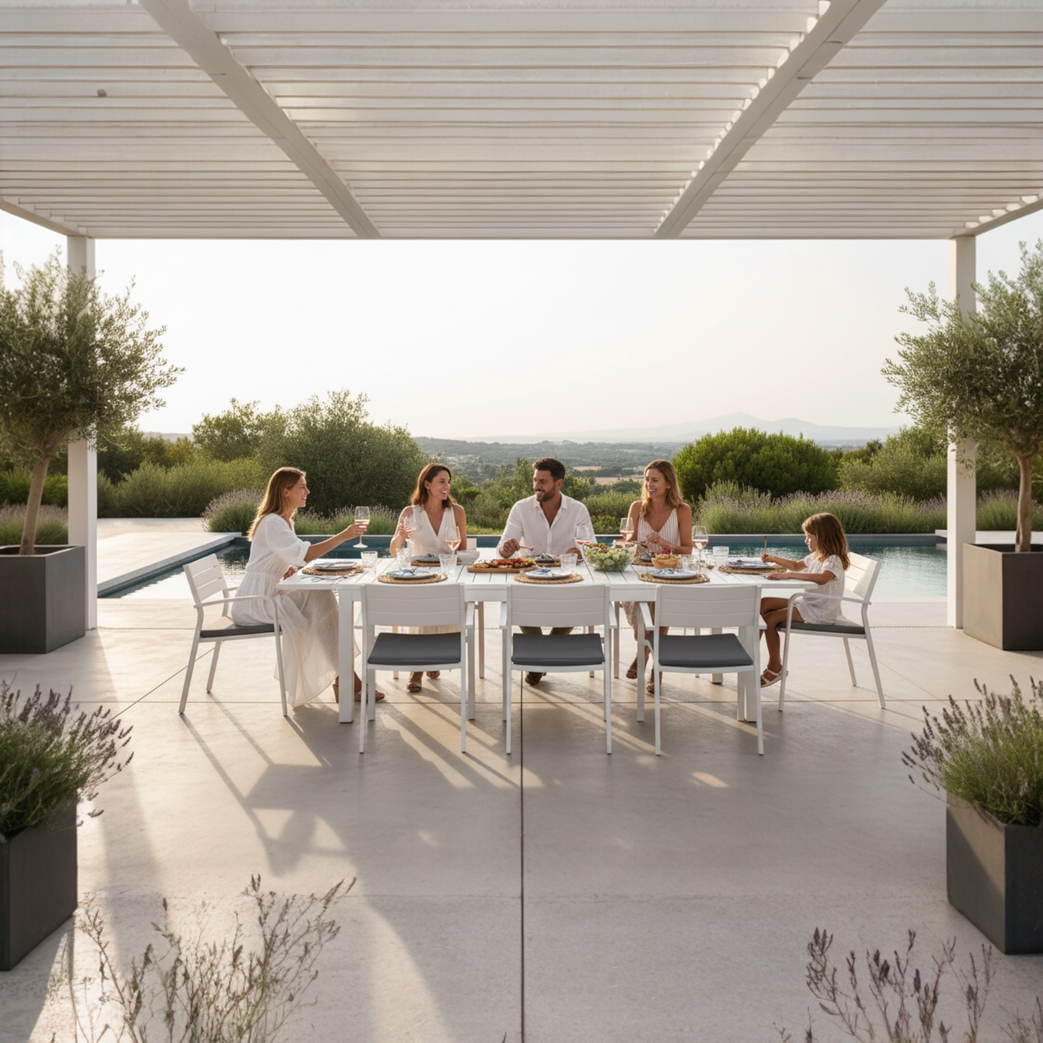 Table extensible de jardin design haut de gamme Filly blanc