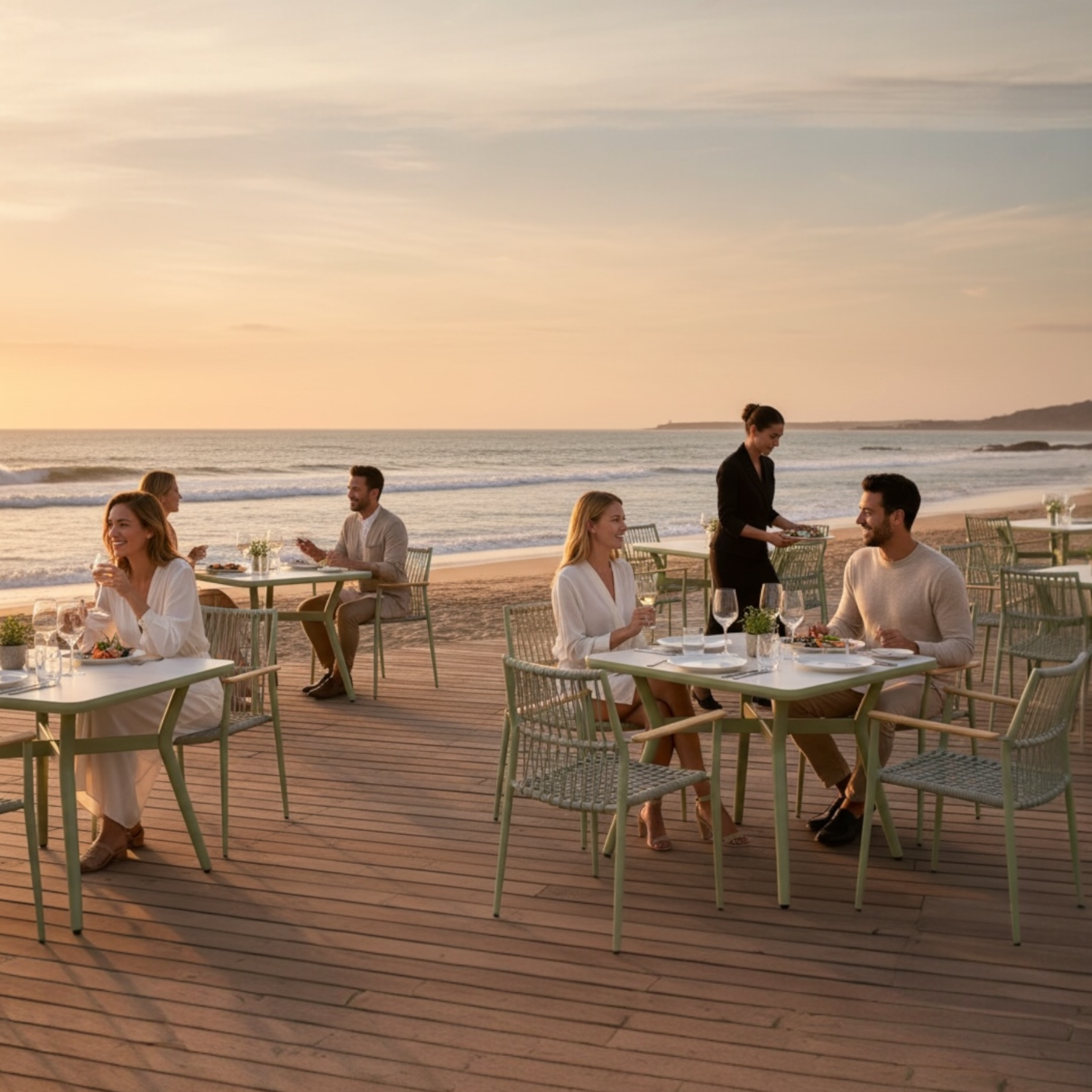 Table d'extérieur en aluminium vert olive design bonne qualité Sarran