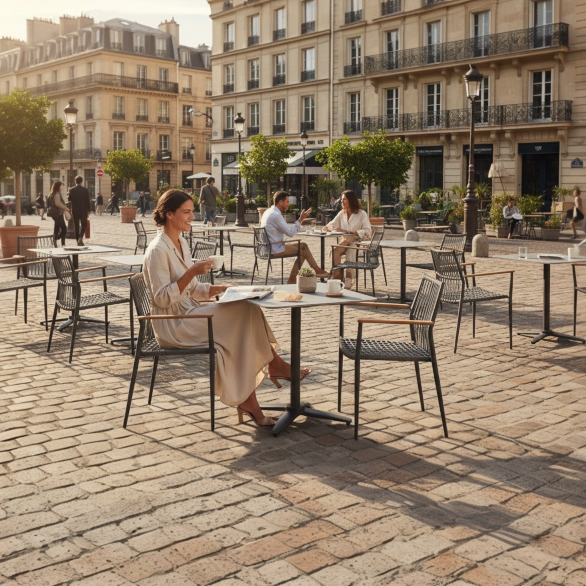 Table repas de terrasse café bar pliable Sarran