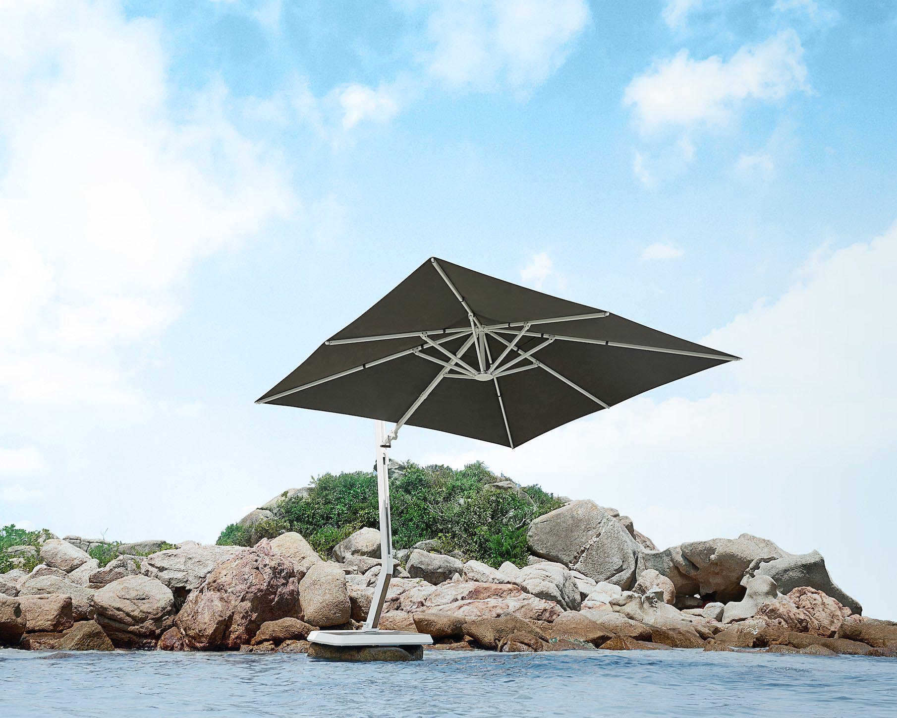 Parasol haut de gamme aluminium blanc avec toile acrylique - ALICE