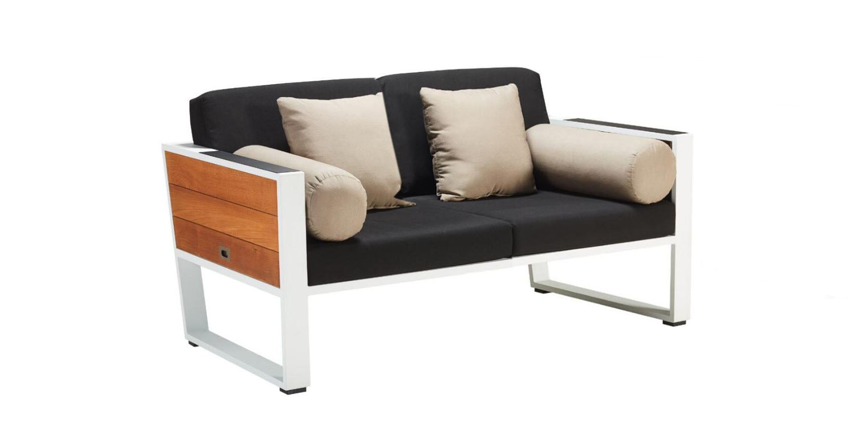 Salon de jardin en aluminium et en bois teck 4 places haut de gamme - YORK MINI