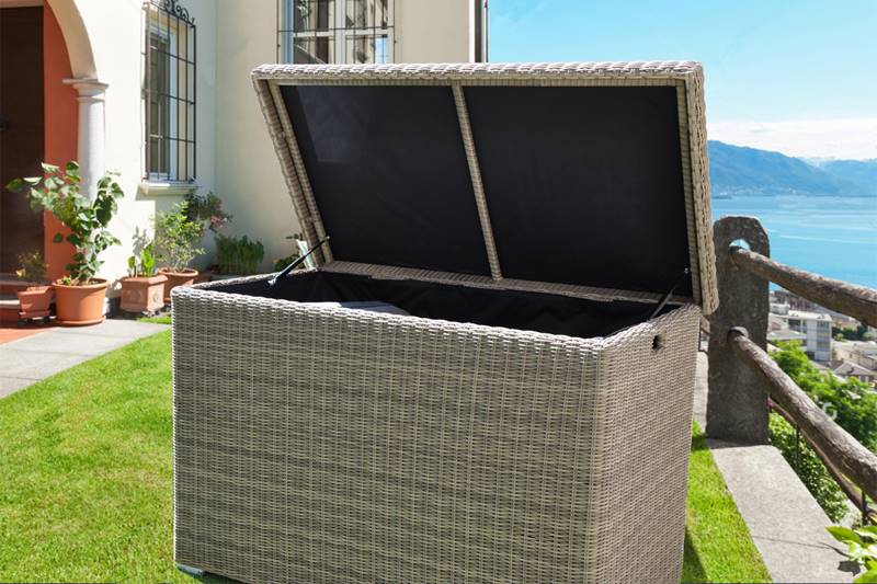 Coffre de rangement en résine tressée ronde - YSAIS OSIER