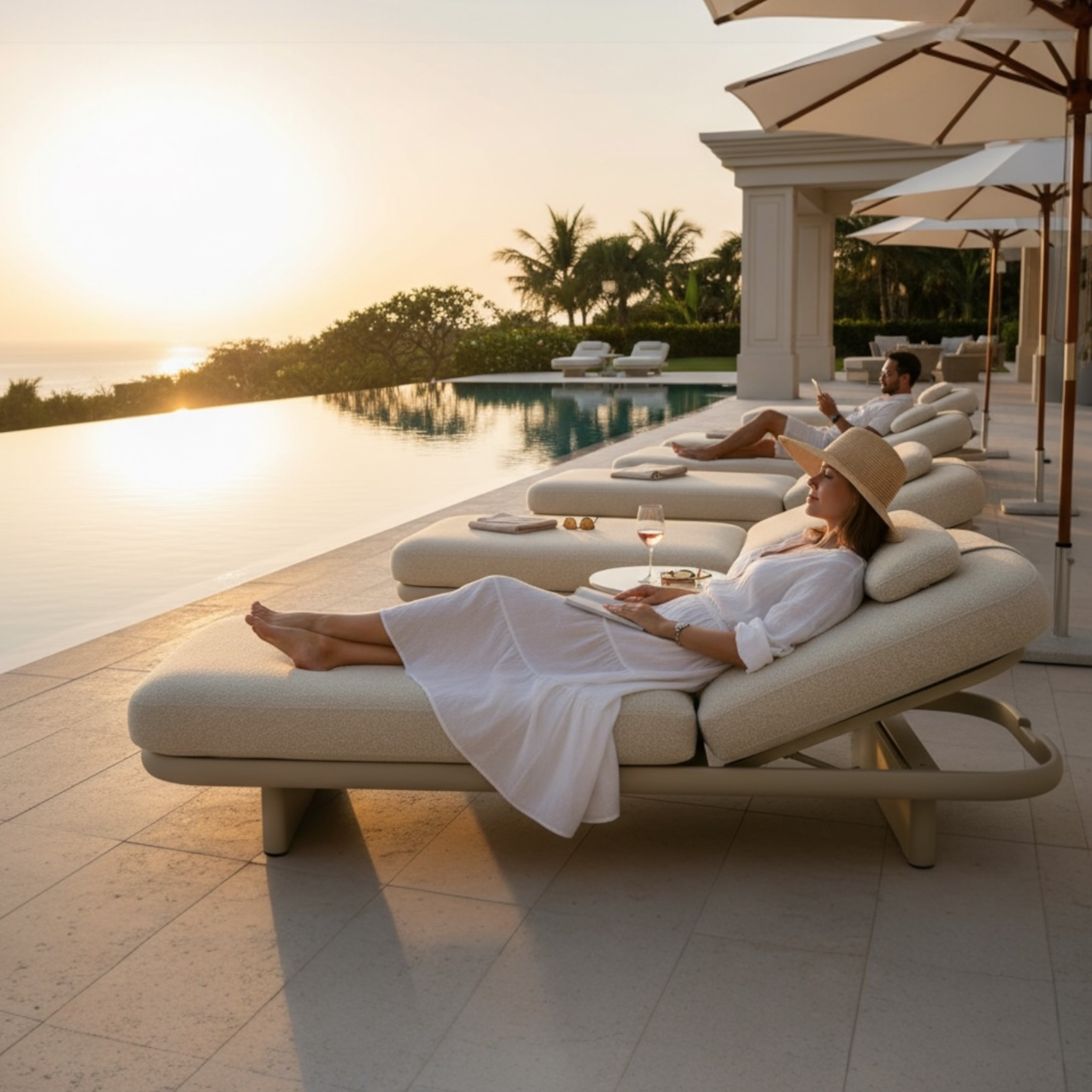 Détail structure aluminium bain de soleil ROSA beige