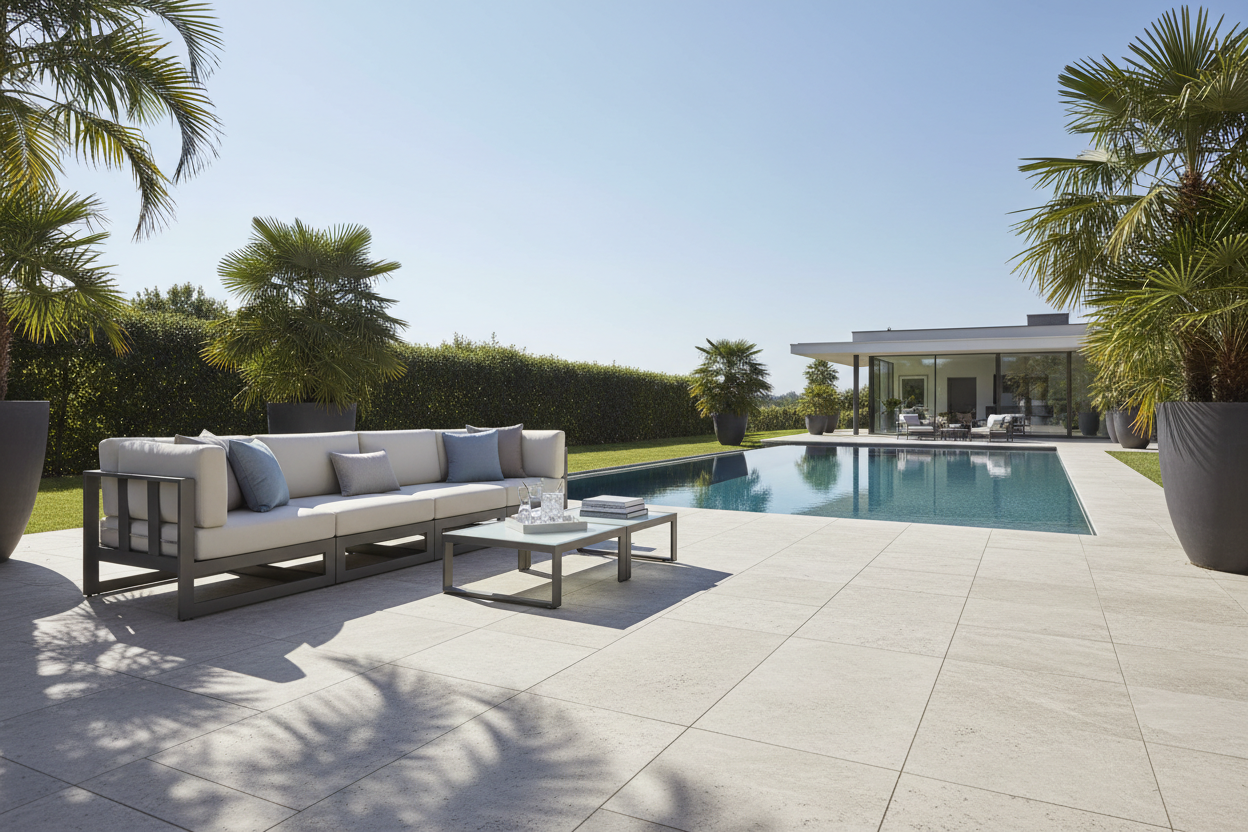 piscine luxe avec canapé de jardin en aluminium luxe