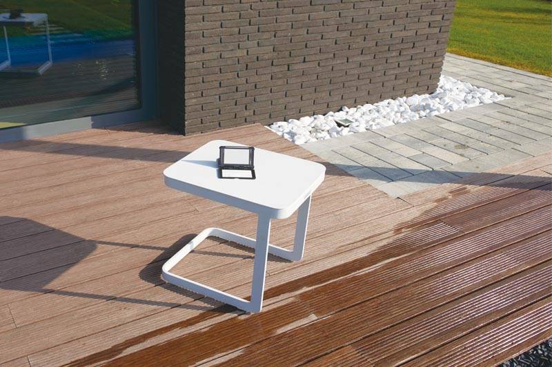 Duo de bains de soleil en aluminium + table basse - COMO Gris anthracite