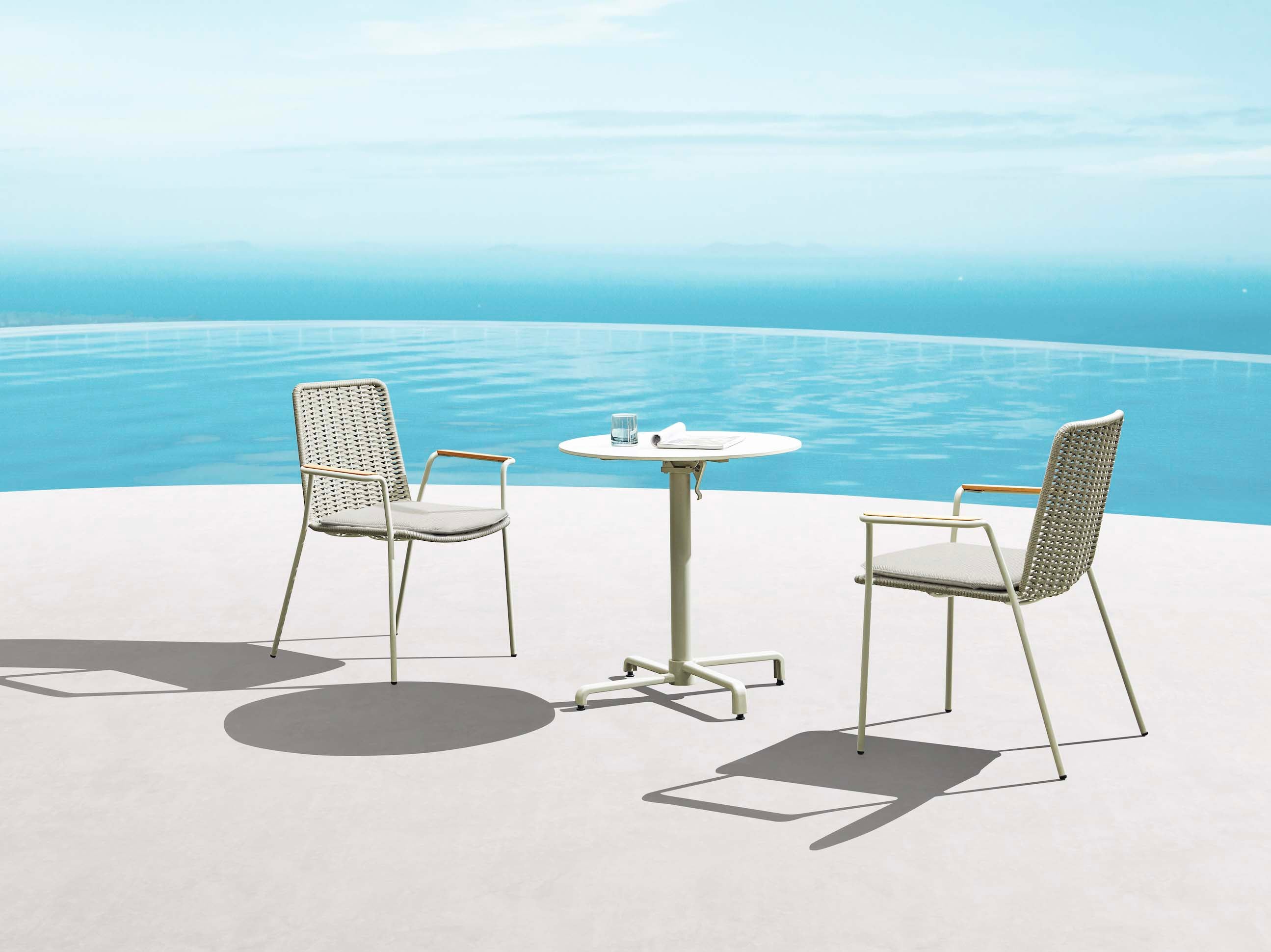 Chaise de terrasse en aluminium et en corde beige (lot de 4) - SARRAN