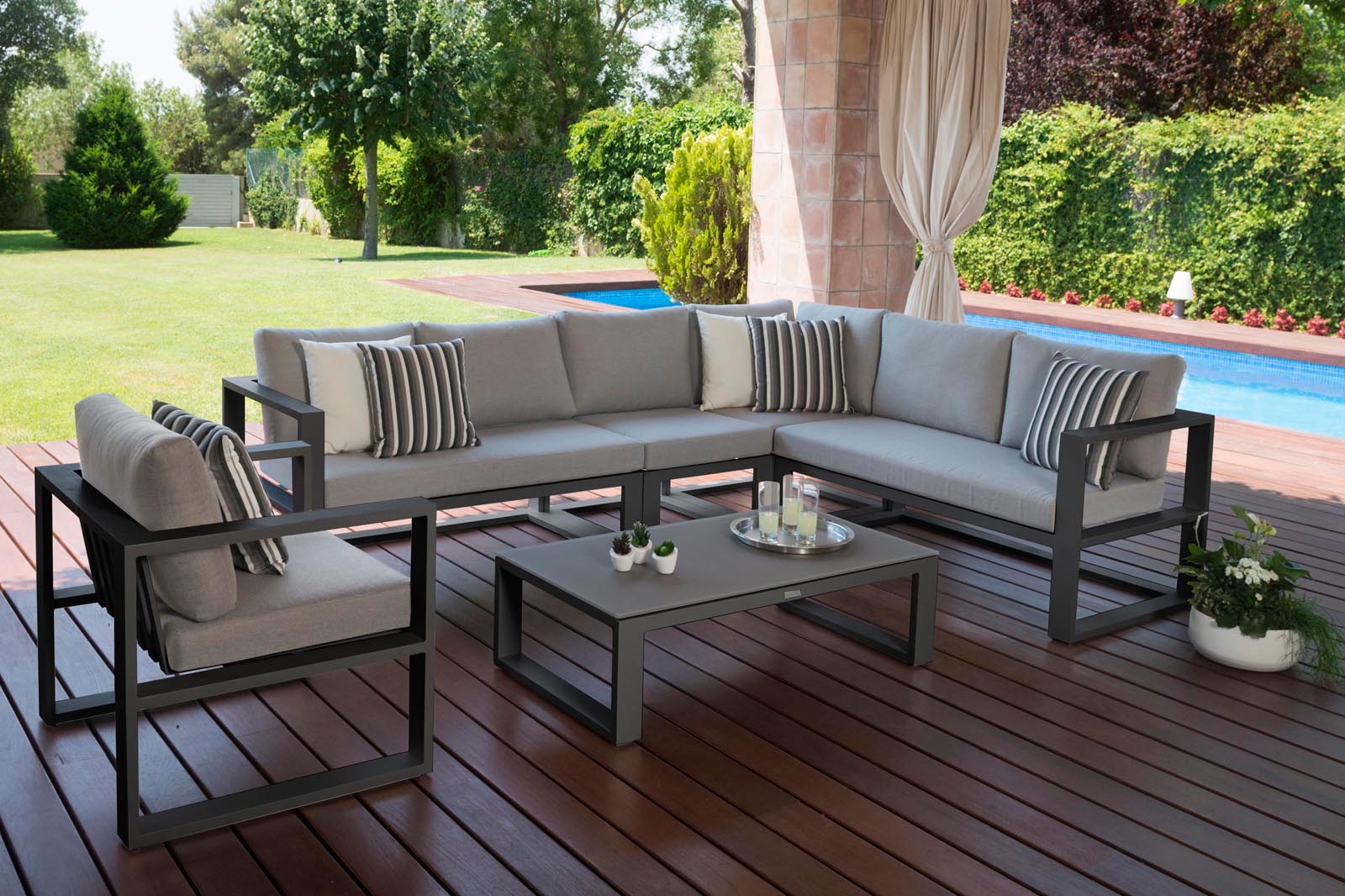 Housse pour salon de jardin d'angle détente, résistante à toutes