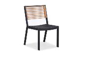 Ensemble repas jardin aluminium et en teck 200X90cm - YORK NOIR