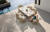 Ensemble repas de jardin luxe en teck et en corde 6 places  - PALMA