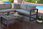 Fauteuil d'angle de jardin en aluminium - BELLY NOIR