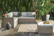 Salon de jardin en rsine tresse demi ronde - LELA