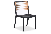 Chaise de repas extérieur empilable en aluminium et teck - YORK NOIR