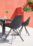 Chaise de jardin en aluminium noir et polyéthylène noir- MONDO (lot de 2) 
