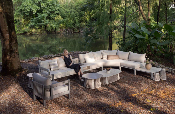 Grand salon d'angle extrieur design en aluminium et corde - MILAN