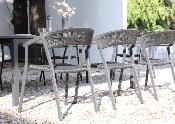 Fauteuil repas de jardin en aluminium et corde noir (lot de 2) - LARA