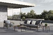 Mobilier de jardin design haut de gamme  en teck massif 5 places  - COME BIS