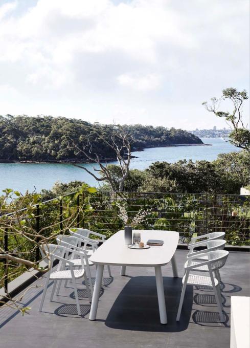 Table repas de jardin moderne en aluminium -  avec plateau en céramique - LARA